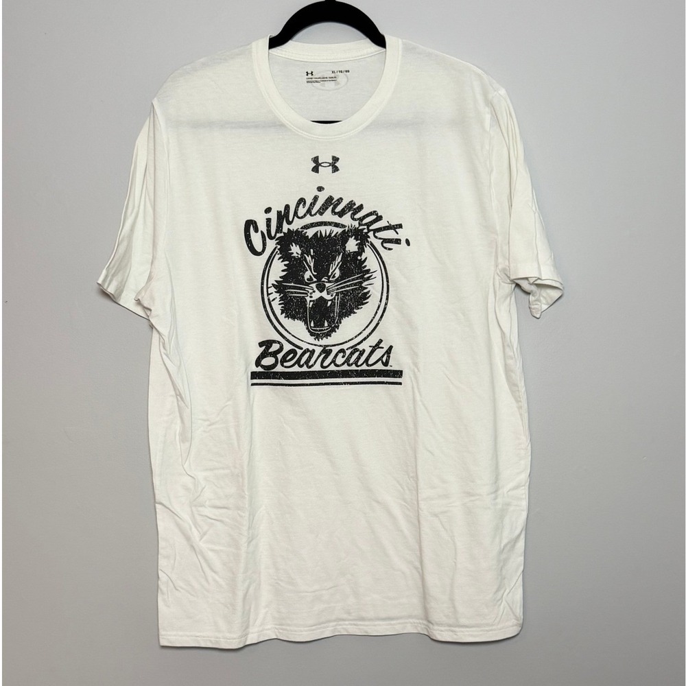 Under Armour Cincinnati Bearcats T Shirt Men's XL White Graphic Mascot Logo NCAA